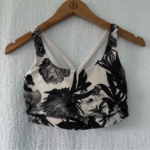 Lululemon Athletica  Energy Sports Bra Black White Floral Medium Support
